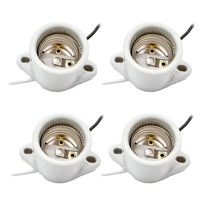 4X White Porcelain Light Sockets E26 E27 Bulb Holder Pre-Wired 660W 660V