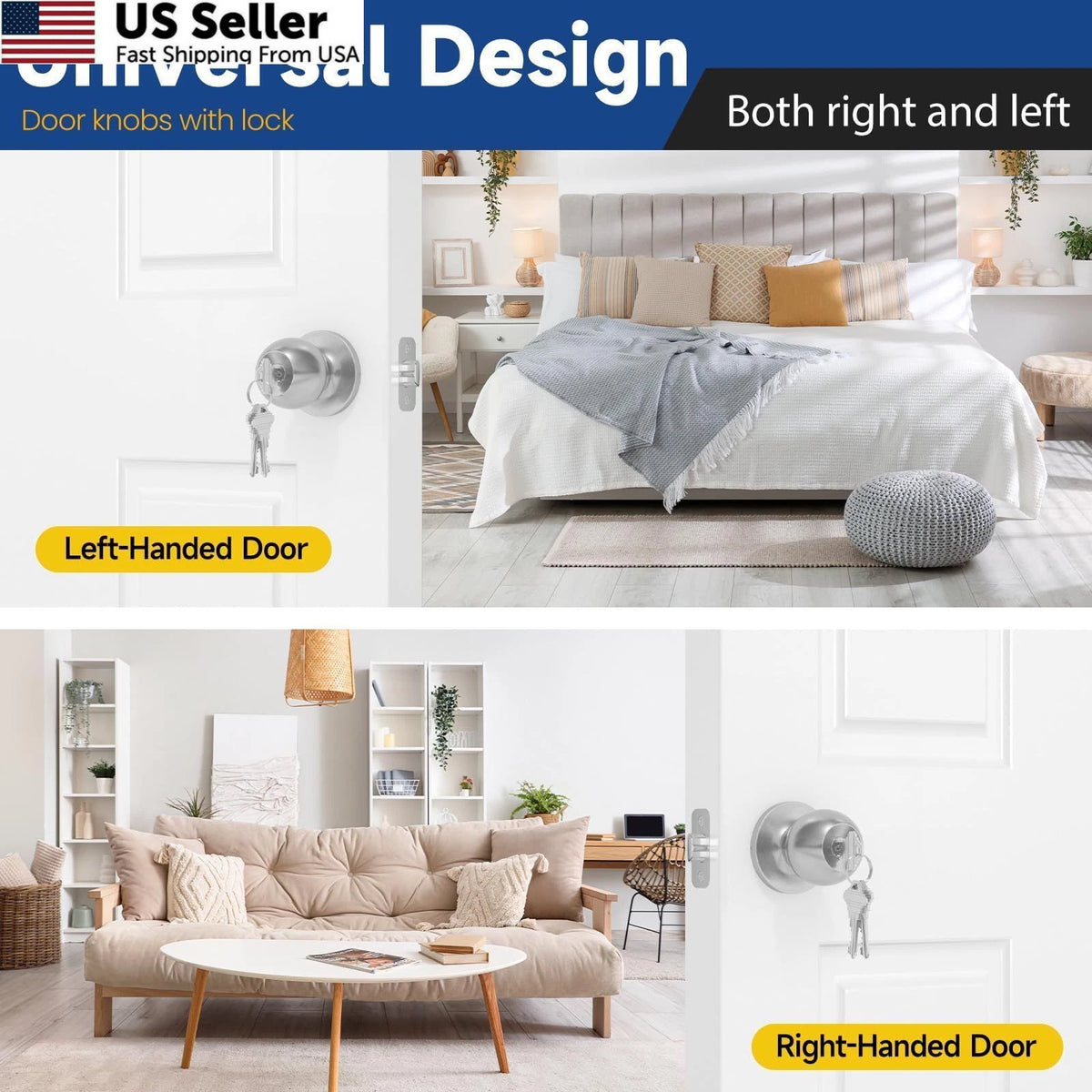Keyed Entry Door Knob with Lock and Key for (1 Pack)