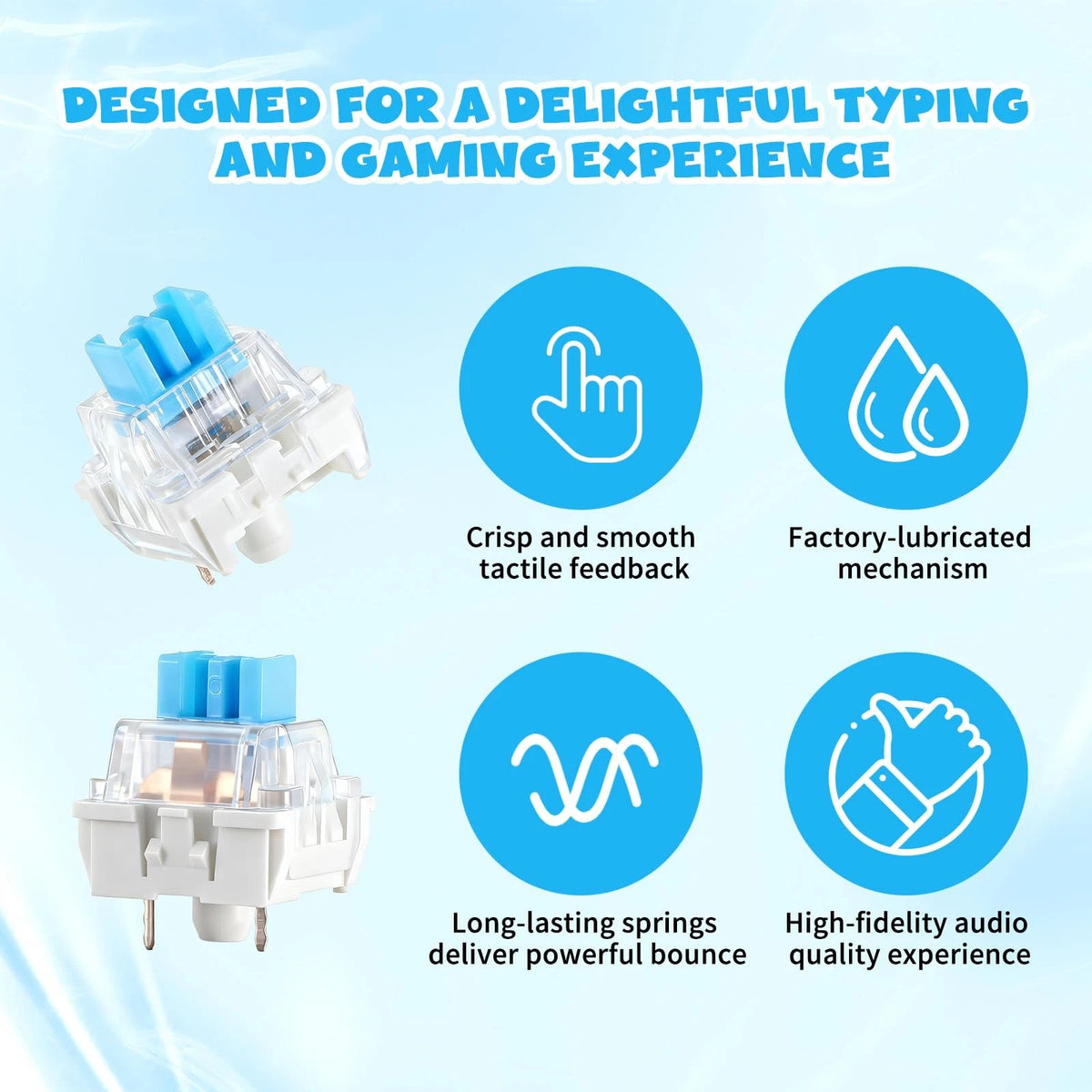30 Pcs Mechanical Keyboard Switches 3 Pin Blue Clicker Replacement