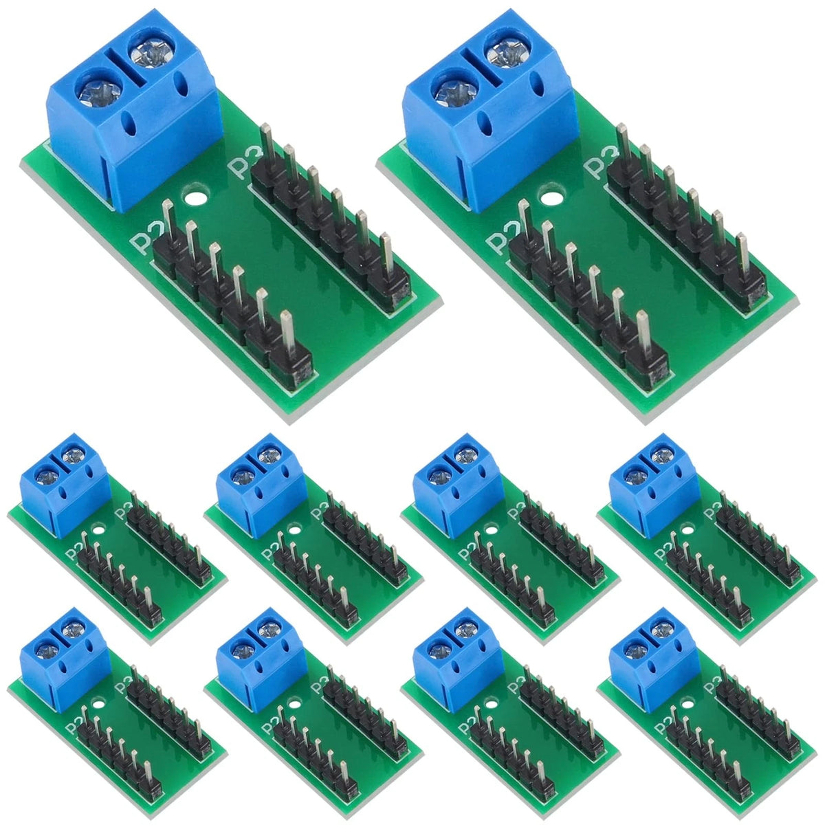10pcs 2x6 Position Terminal Block Distribution Module, 2-Pin Screw Terminal