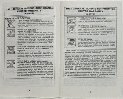 Warranty and Owner Assistance Information for GMC TopKick (1991)