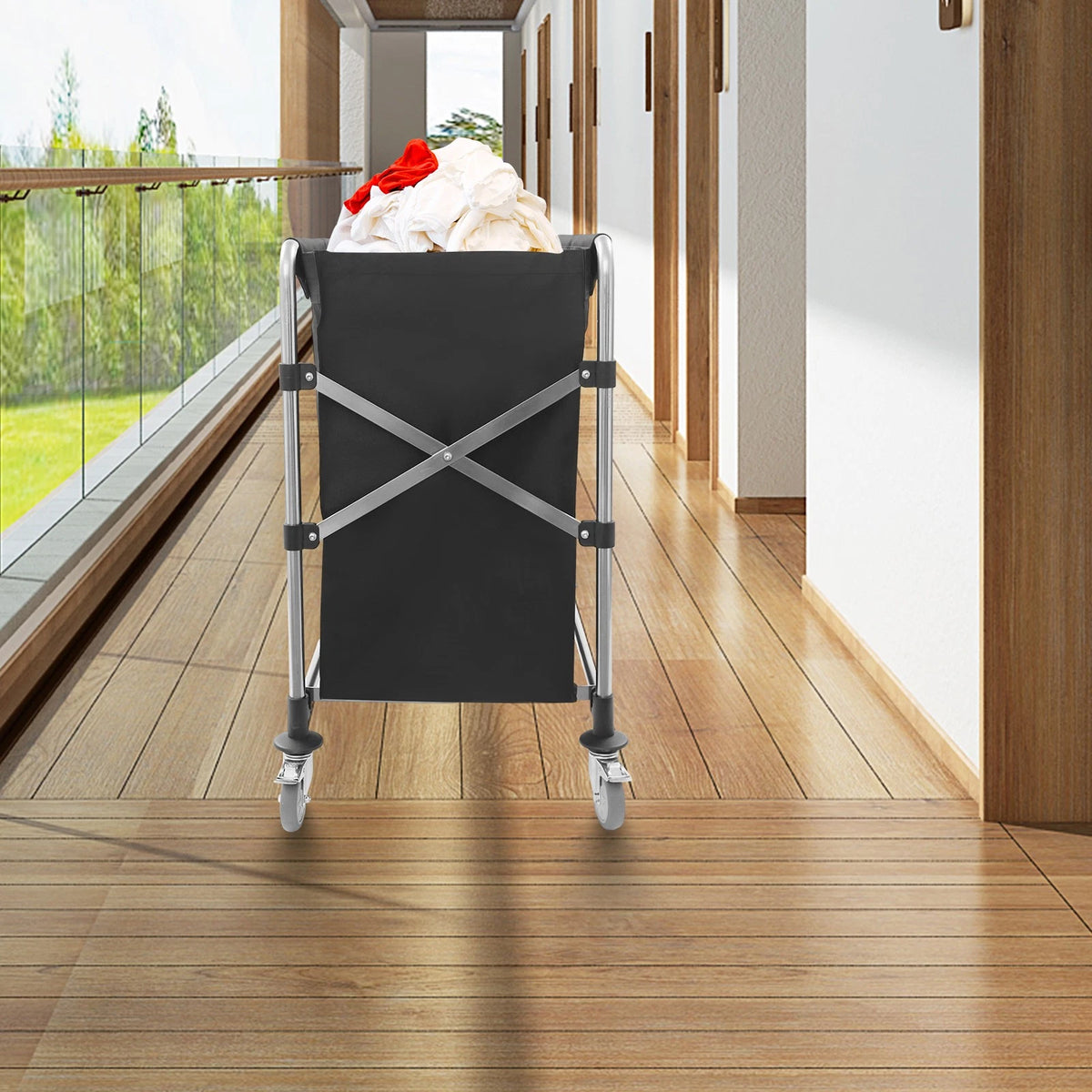 Foldable Laundry Cart with Wheels for Home Hotel