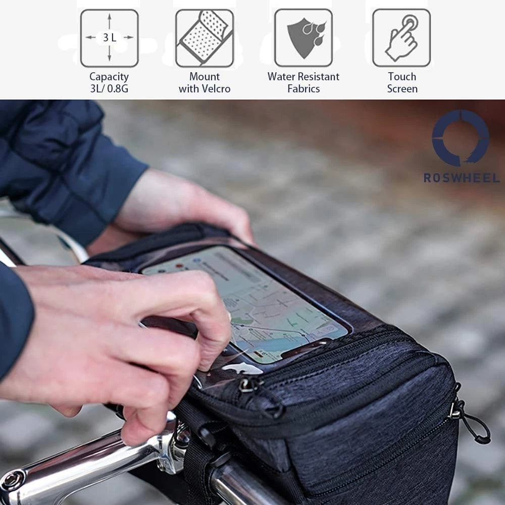 Bike Handlebar Bag for Bicycle with Map Holder