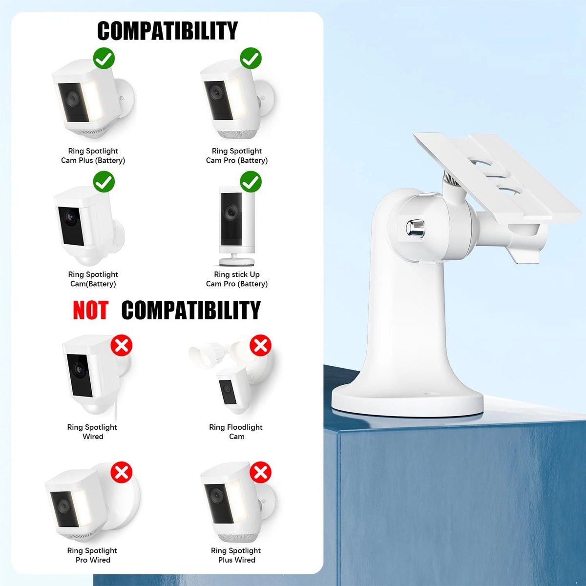 2Pack Wall Mount for Ring Spotlight Cam Battery (2019–2023)