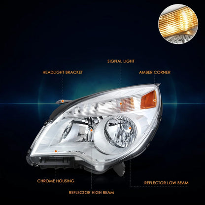 Chrome Driver Side Headlight for 2010-2015 Chevy Equinox LS LT