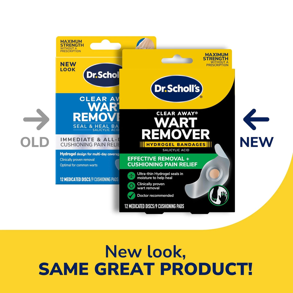 Clear Away Wart Remover Hydrogel Bandages for Dr. Scholl’s (9 Count)