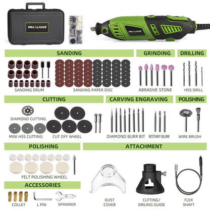180W Rotary Tool Kit for PHALANX (Variable Speed, 139pcs)