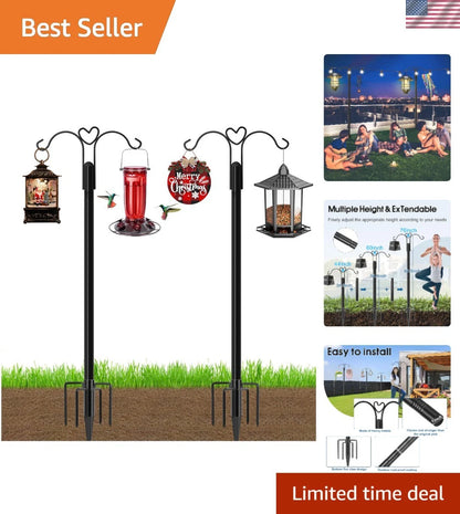 2X 76 Inch Double Shepherds Hooks for Bird Feeder and Plant Holders