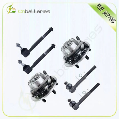 2 Front Wheel Hub Bearings with ABS + 4 Tie Rods for GMC K1500 1995-1999