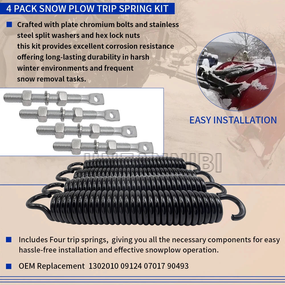 4X Snow Plow Trip Springs Kit Eyebolts for Diamond C, ST, HM Series (1302010, 09124)