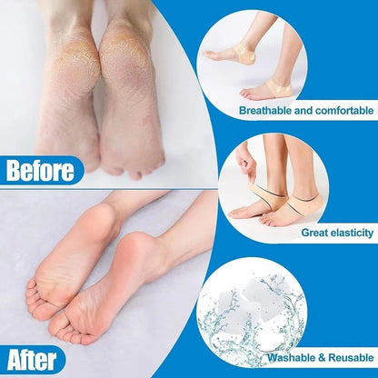1 Pair Silicone Gel Elastic Heel Socks for Cracked Foot Moisturizing (N/A)