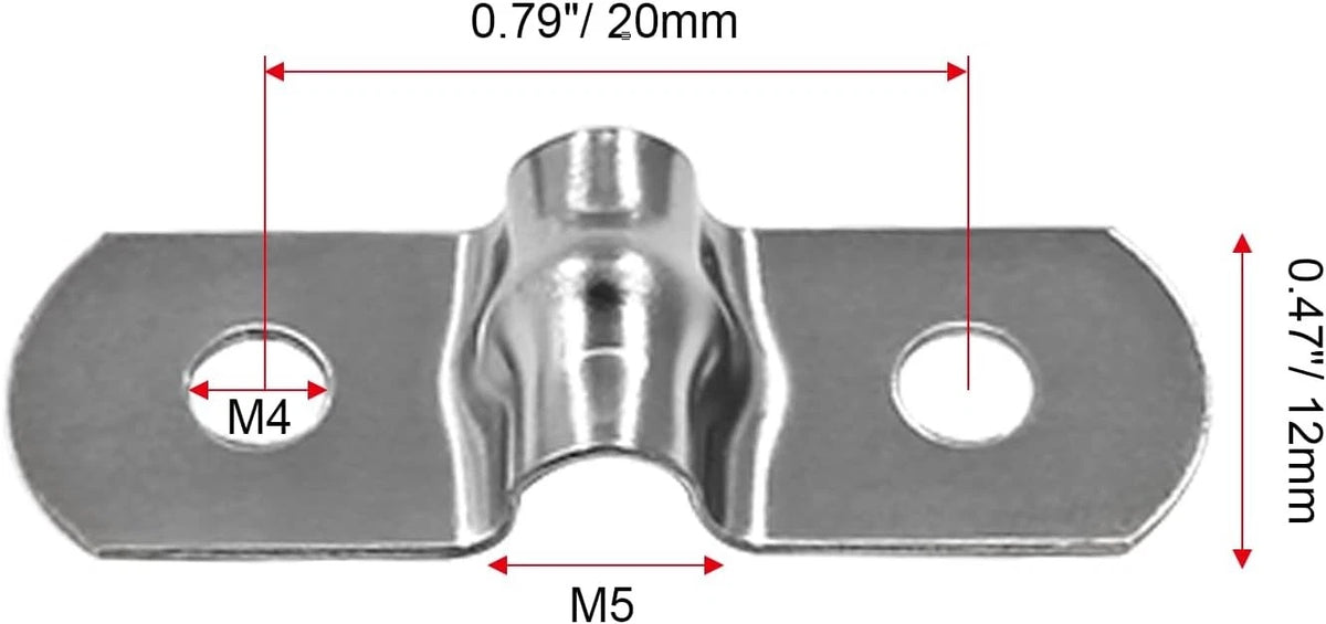 50Pcs M5 Two Hole Strap U Bracket for Rigid Pipe