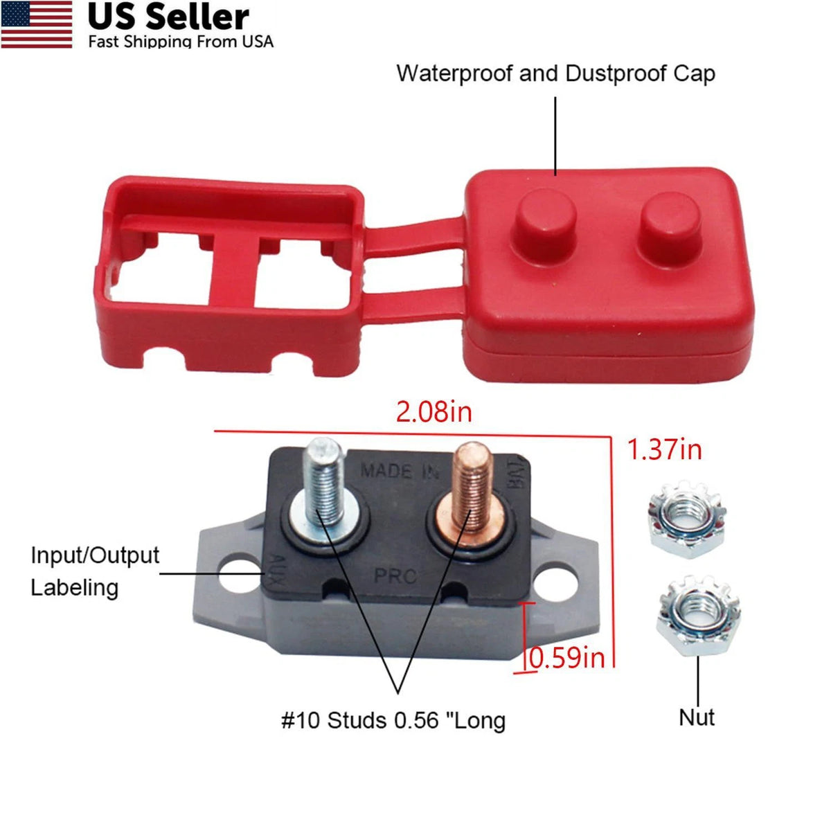 2X 30 Amp Automatic Reset Circuit Breaker for DC 12V-24V Systems