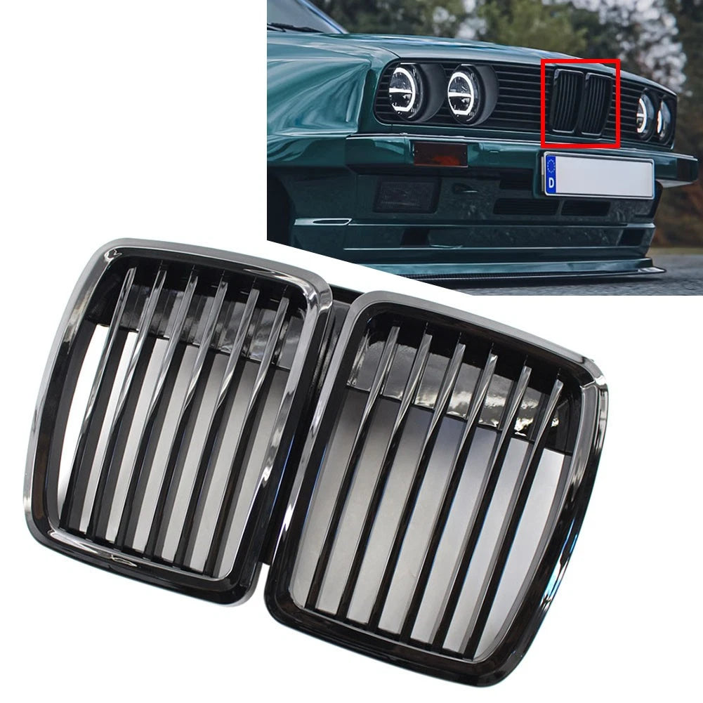 Glossy Black Front Hood Kidney Grille for BMW 3 Series E30 (1982–1994)
