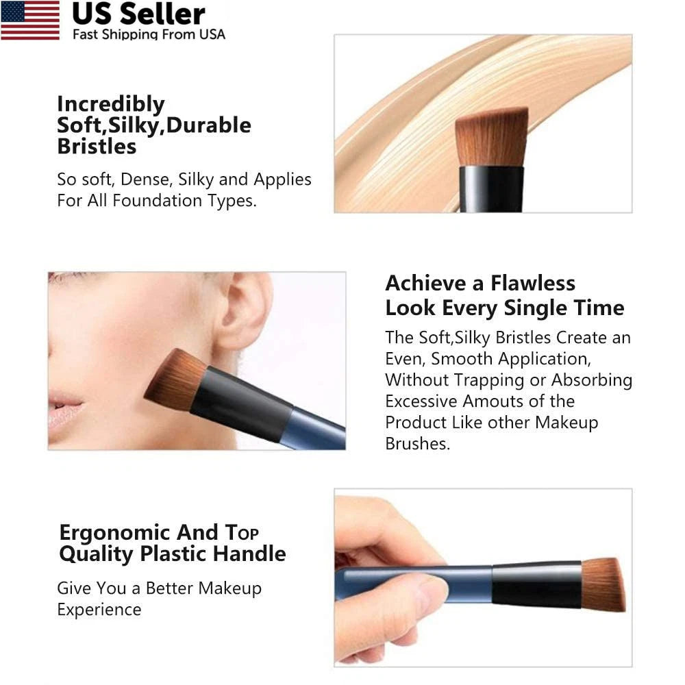 Flat Top Kabuki Brush for Liquid Makeup - Blue