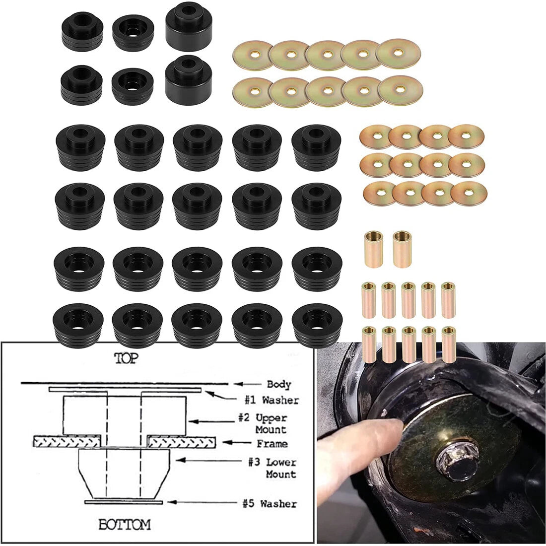 7-132 Body Mount Bushing Kit for Buick Regal/Chevy Malibu/El Camino/Monte Carlo