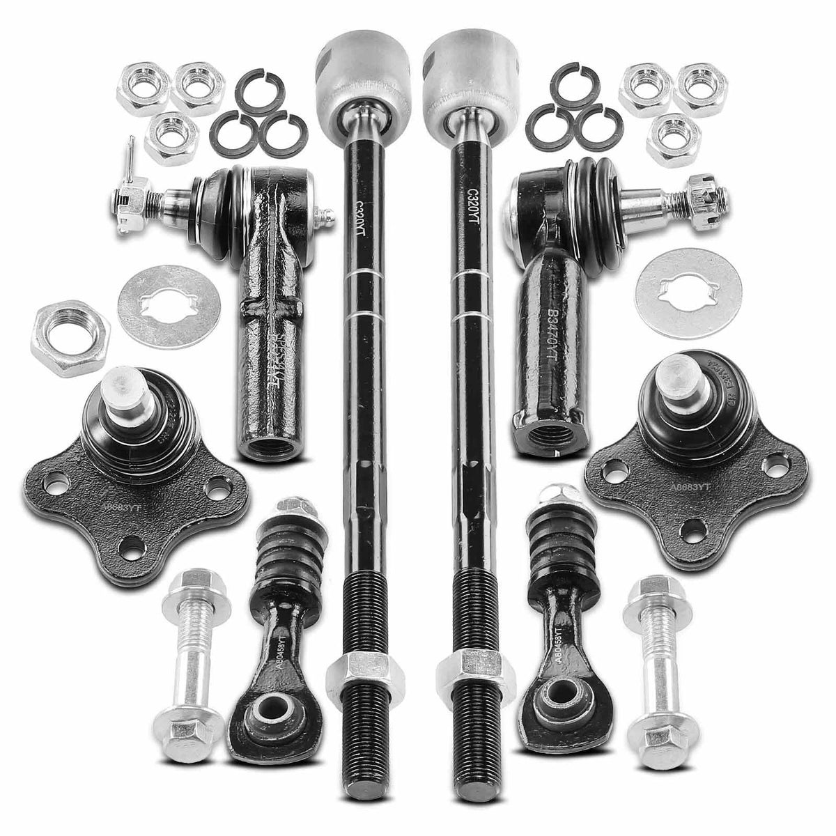 Set of 8 Ball Joints & Sway Bar Tie Rods for Ford Contour Mercury (1995–2000) - 1S8Z3050AA, F5RZ3078B, F5RZ3079B, F8RZ3078BA, F8RZ3079BA, K8683, K80458, ES3470, ES3471, EV320