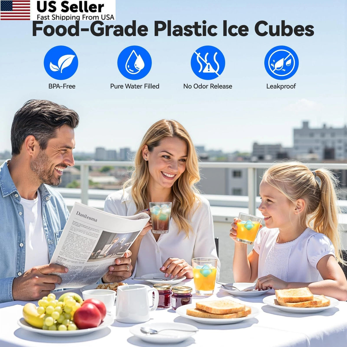 Reusable Ice Cubes for Drinks - Standard, Blue and White (360 Pack)