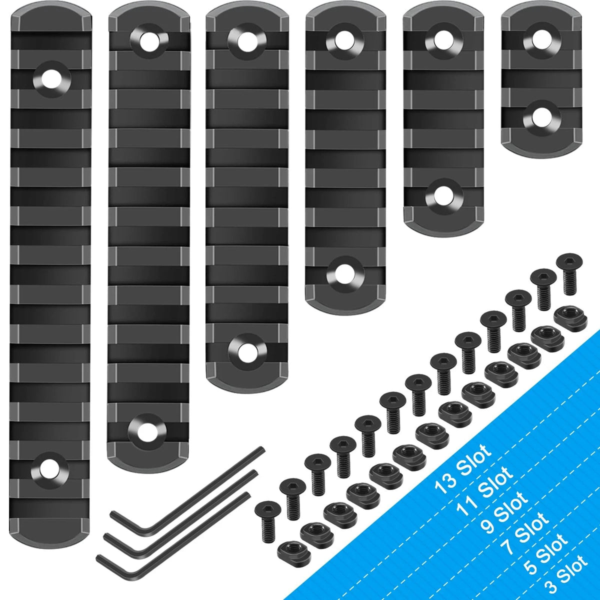 6-Pack Picatinny Rail Section Adapter for Universal Use