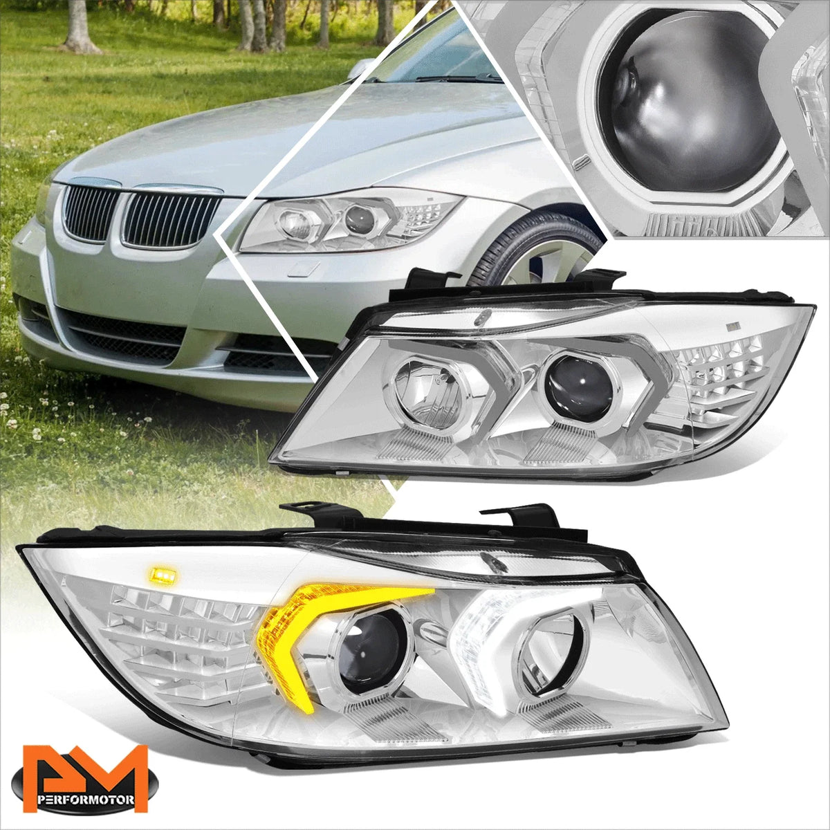 Switchback Signal LED DRL Projector Headlight for BMW 3-Series (2009-2012)