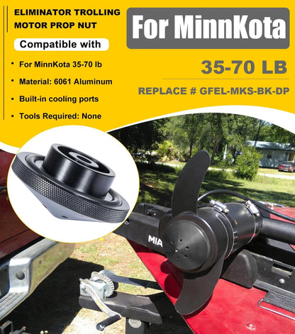 Aluminum Prop Nut for MinnKota Trolling Motor 35-70 lb, Black