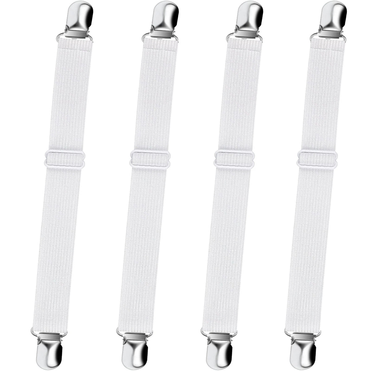 Set of 4 Adjustable Elastic Bed Sheet Straps for Fitted Sheets