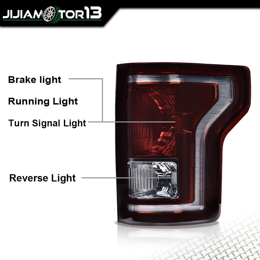 2X Smoke Tail Light for Ford F-150 (2015–2017) J-02RLA12FDADR, FL3Z13405A-PFM