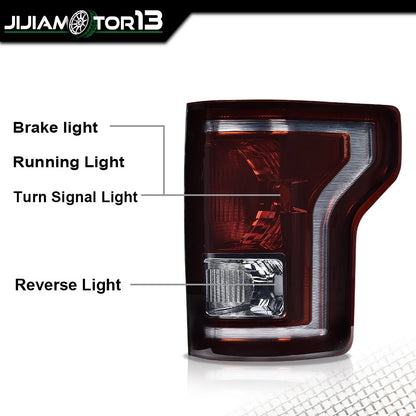 2X Smoke Tail Light for Ford F-150 (2015–2017) J-02RLA12FDADR, FL3Z13405A-PFM