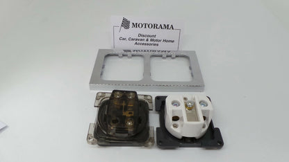 CBE 240V Socket & 12V Switch Chrome Facia for Motorhome/Caravan (PO322, 250, 265)