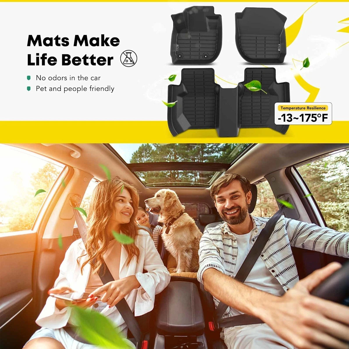 Floor Mats Set of 3 for Honda Fit (2014–2020) 18089803