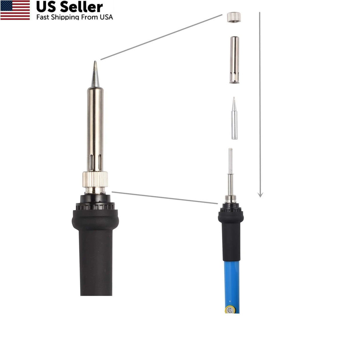 60W Adjustable Soldering Iron Kit for Electronics Repair (110V)