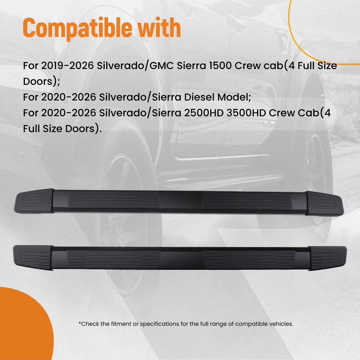 Side Step Nerf Bars 6" for GMC Sierra/Chevrolet Silverado 2019-2026