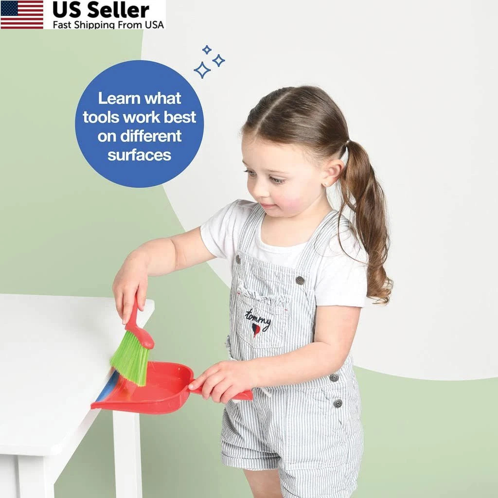 4 Piece Kids Cleaning Set for Toy Play22 (Child-Size, Red, Green)
