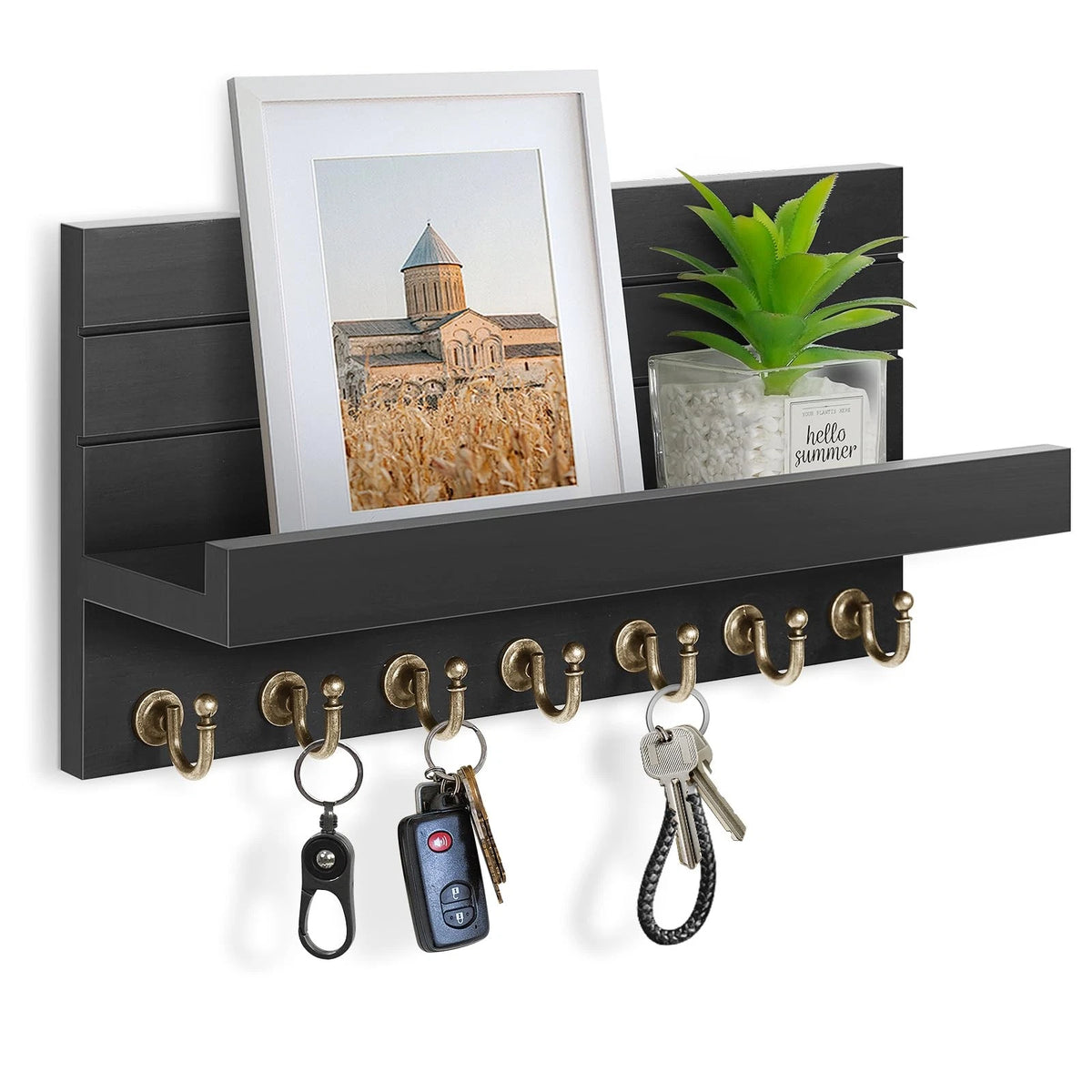 Key Holder with 7 Sturdy Hooks for Wall Installation