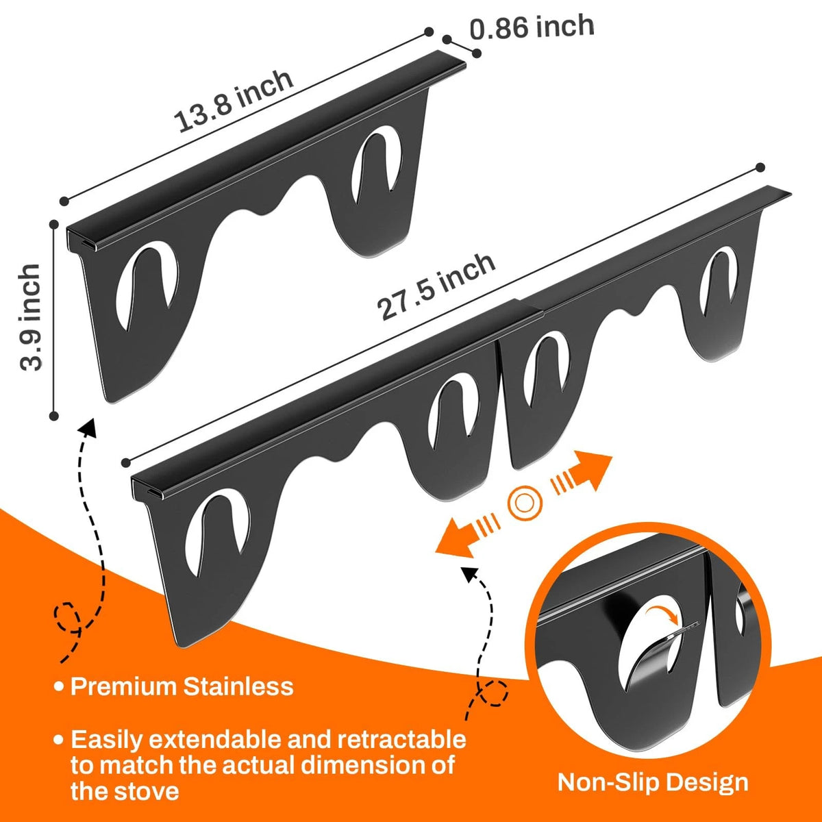Stainless Steel Stove Gap Covers for Kitchen Range (Universal Fit)