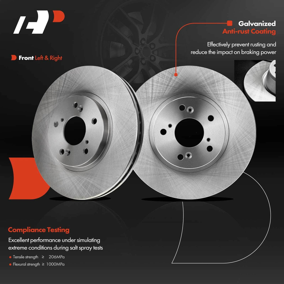 A-Premium Pair Front Brake Rotor & Pads for Honda Accord (2008–2011) R-31275, P-914, V13906C