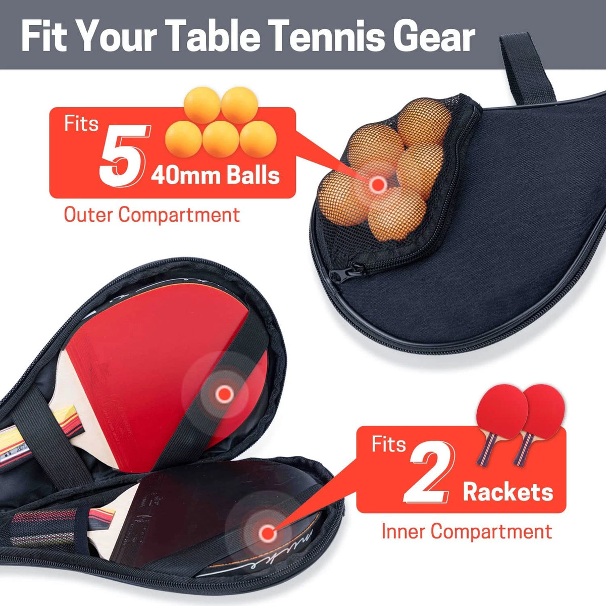 Table Tennis Racket Cover for VISEMAN (One Size) - Black