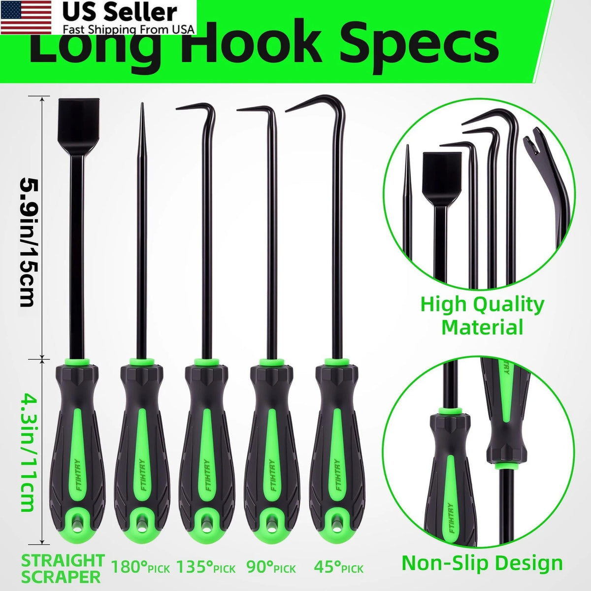 11-Piece Pick Set and Hook with Scraper for Automotive Use