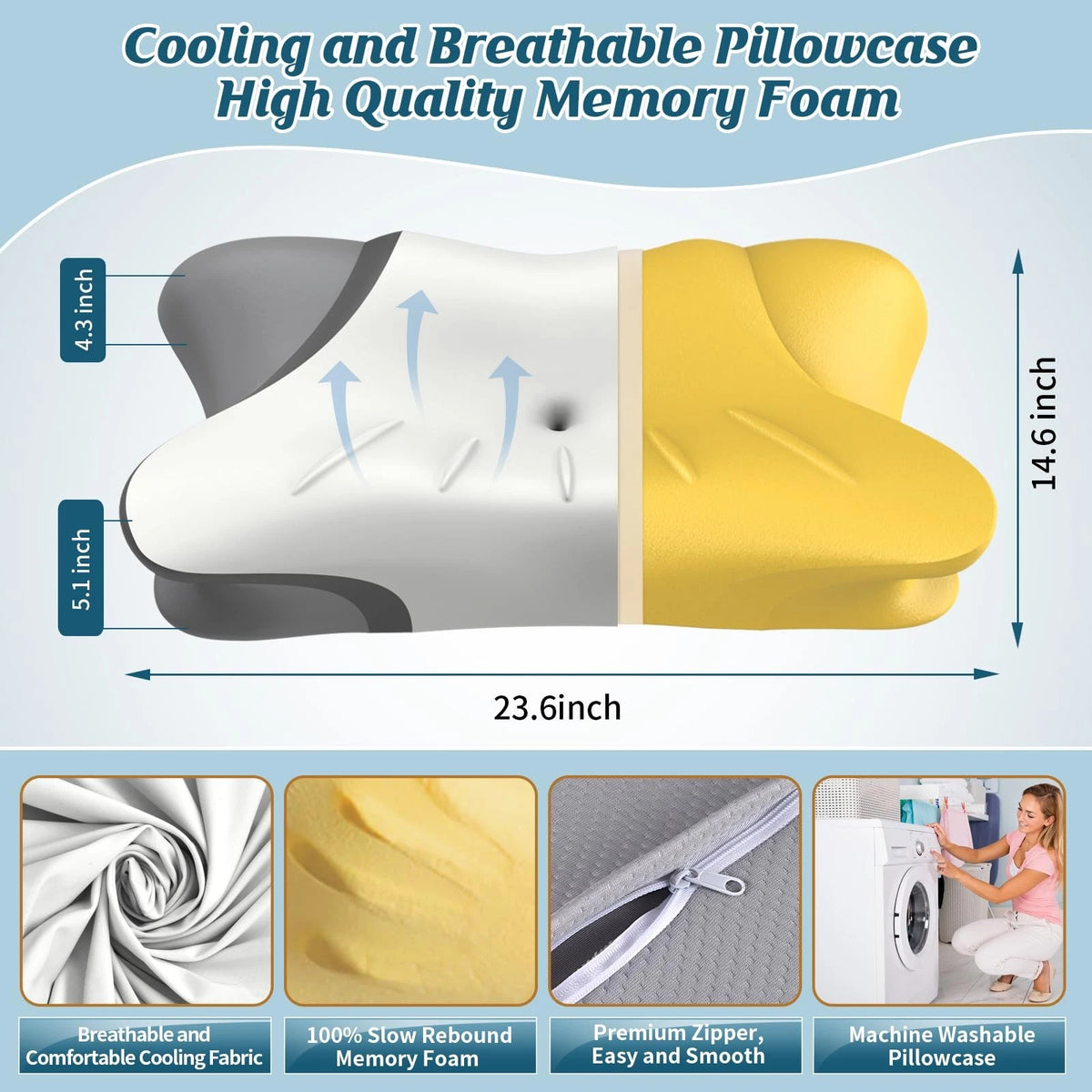 Cervical Neck Pillow for Pain Relief (Queen Size)
