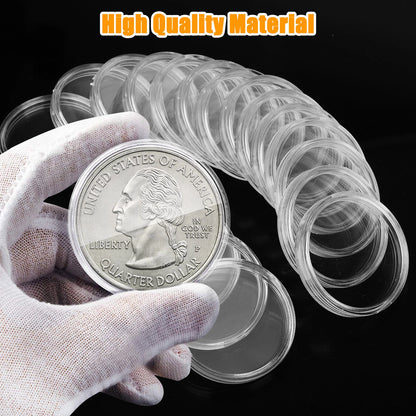 60PCS Coin Holder Capsules Case 39mm Clear for 1 Oz Silver Dollar