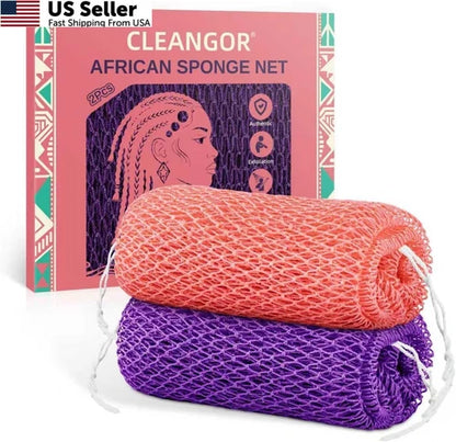 2Pcs African Net Sponge for Cleangor (Pink & Purple)
