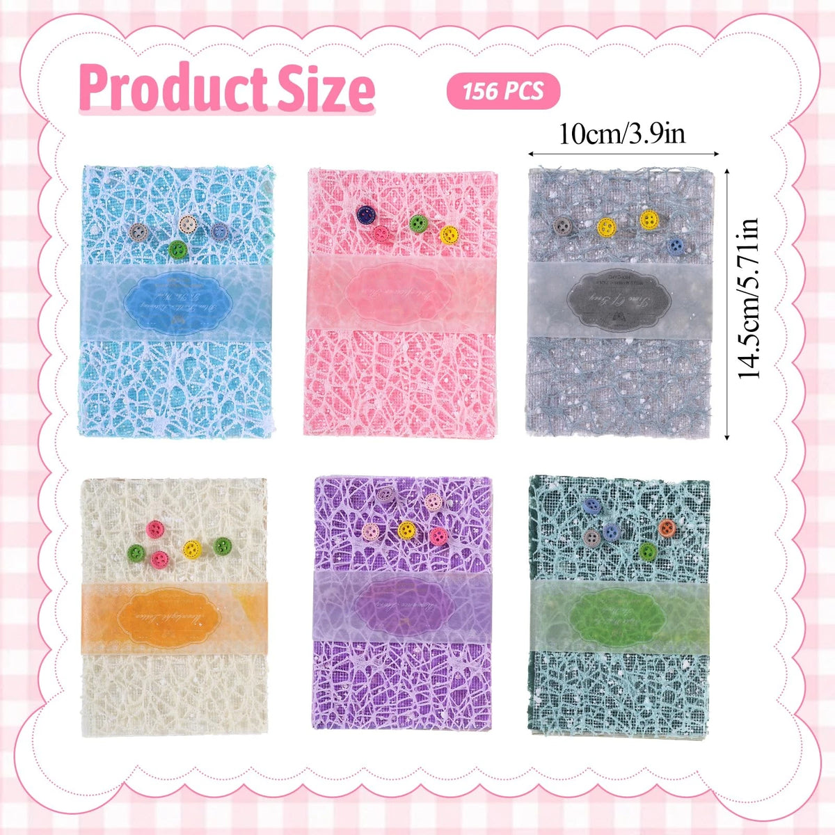 Set of 156 Textured Scrapbook Paper Sheets and Mesh Fabric Assorted