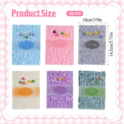 Set of 156 Textured Scrapbook Paper Sheets and Mesh Fabric Assorted