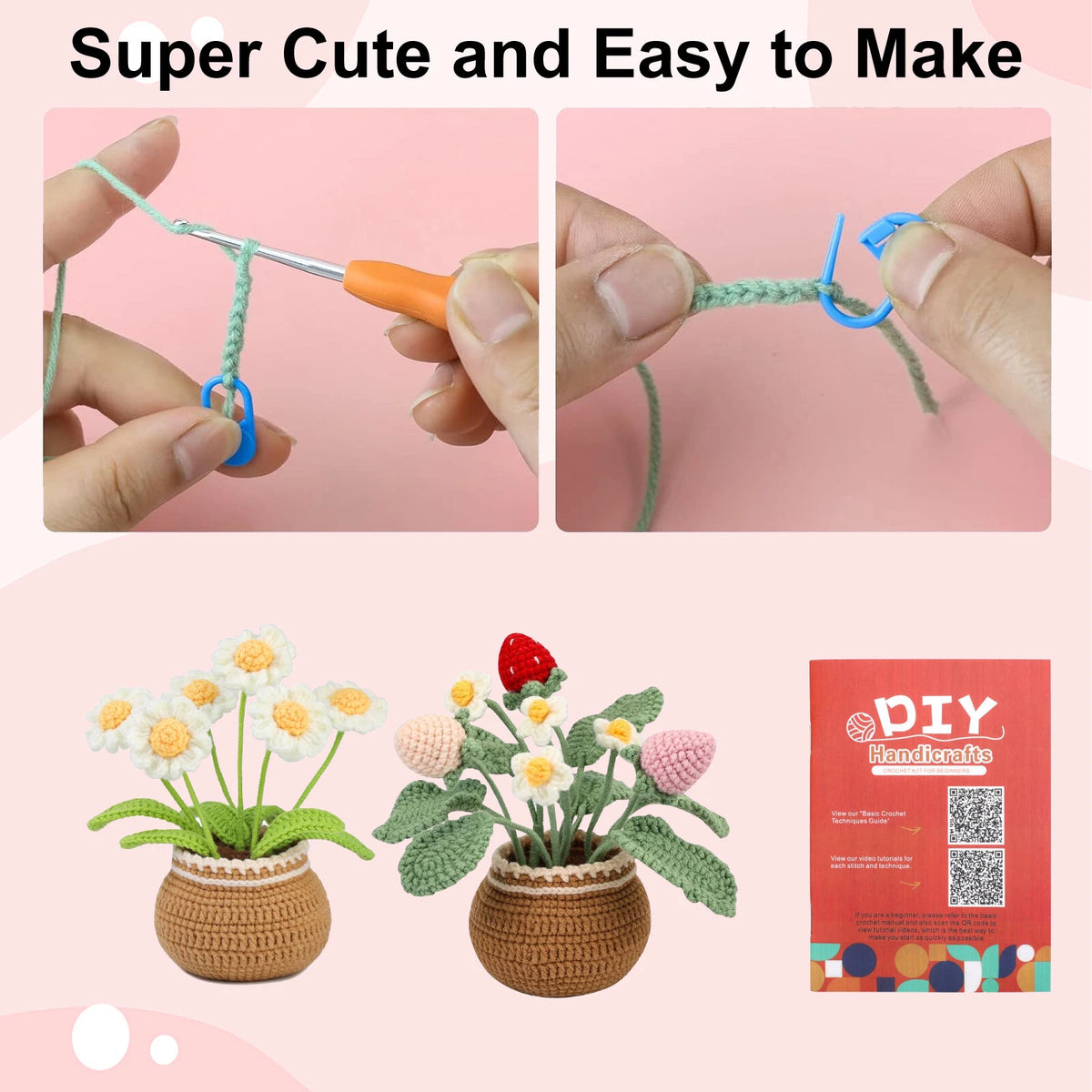 Crochet Kit for Beginners - Flower Strawberry Plant with Tutorials