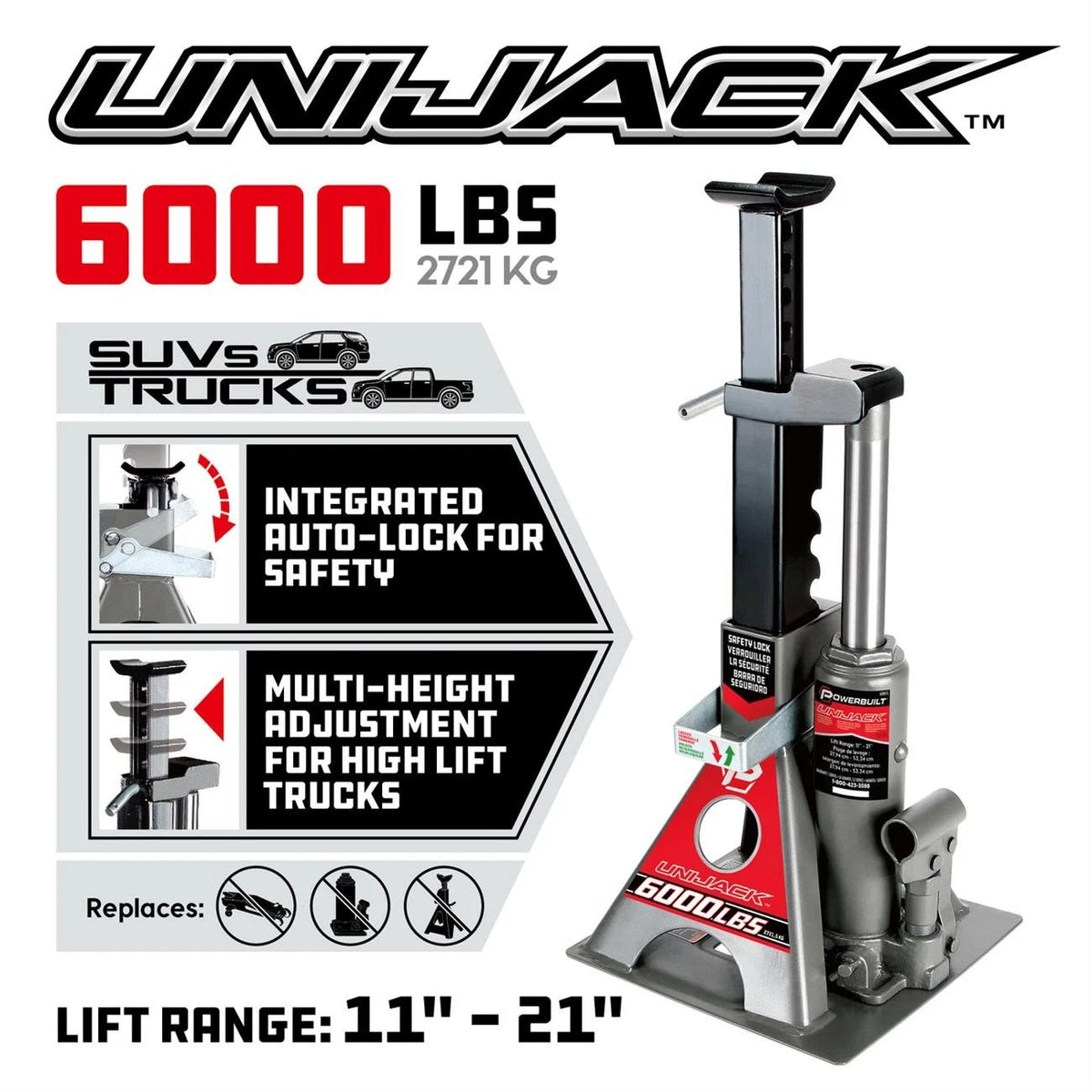 3 Ton Unijack Bottle Jack/Jackstand for Powerbuilt (620471)