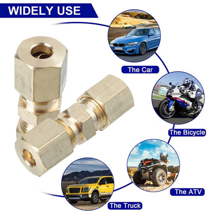 10PCS Brass Brake Line Compression Fitting Unions for OD Tubing 3/16"