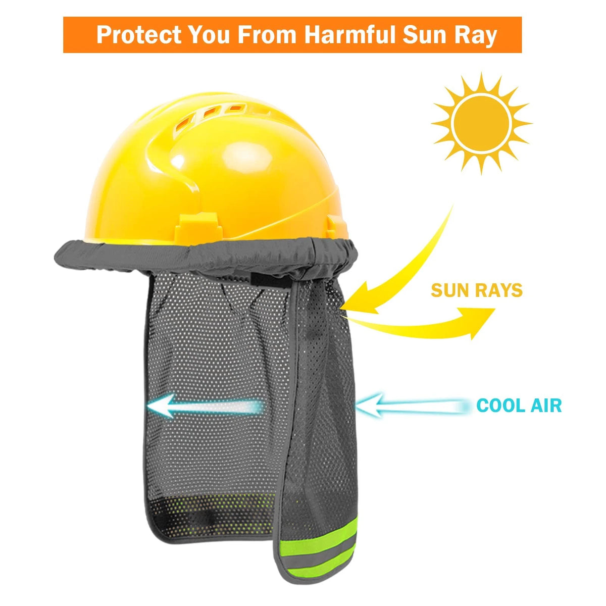 2X Hard Hat Sun Shade for High Visibility Neck Shield (Mesh)