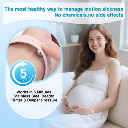 1 Pair Motion Sickness Bracelets for Travel - Anti Nausea - Black