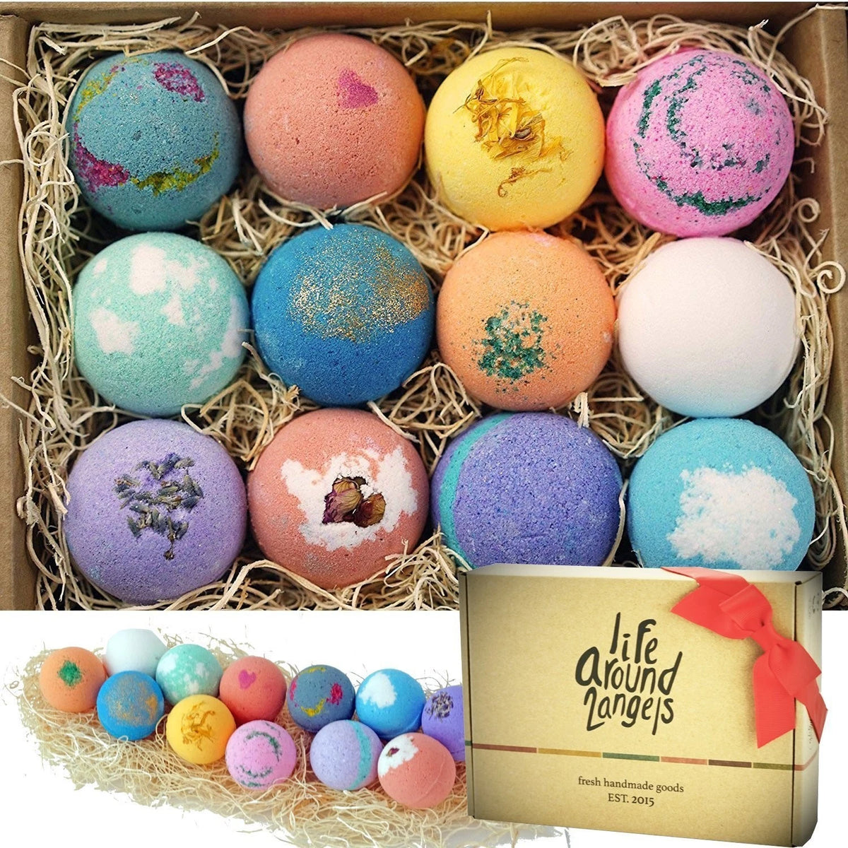 12 Bath Bombs Gift Set for USA Made (Pack of 1)