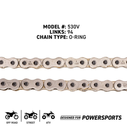 NICHE 530 Drive Chain 94 Links O-Ring for Motorcycle (519-CDC2402H, 5391)